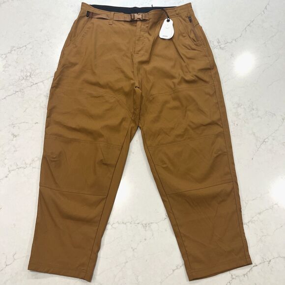 PrAna NEW Stretch Zion Cinch Pant Womens XL Tawny Brown Pockets Belted Hiking - Picture 1 of 16